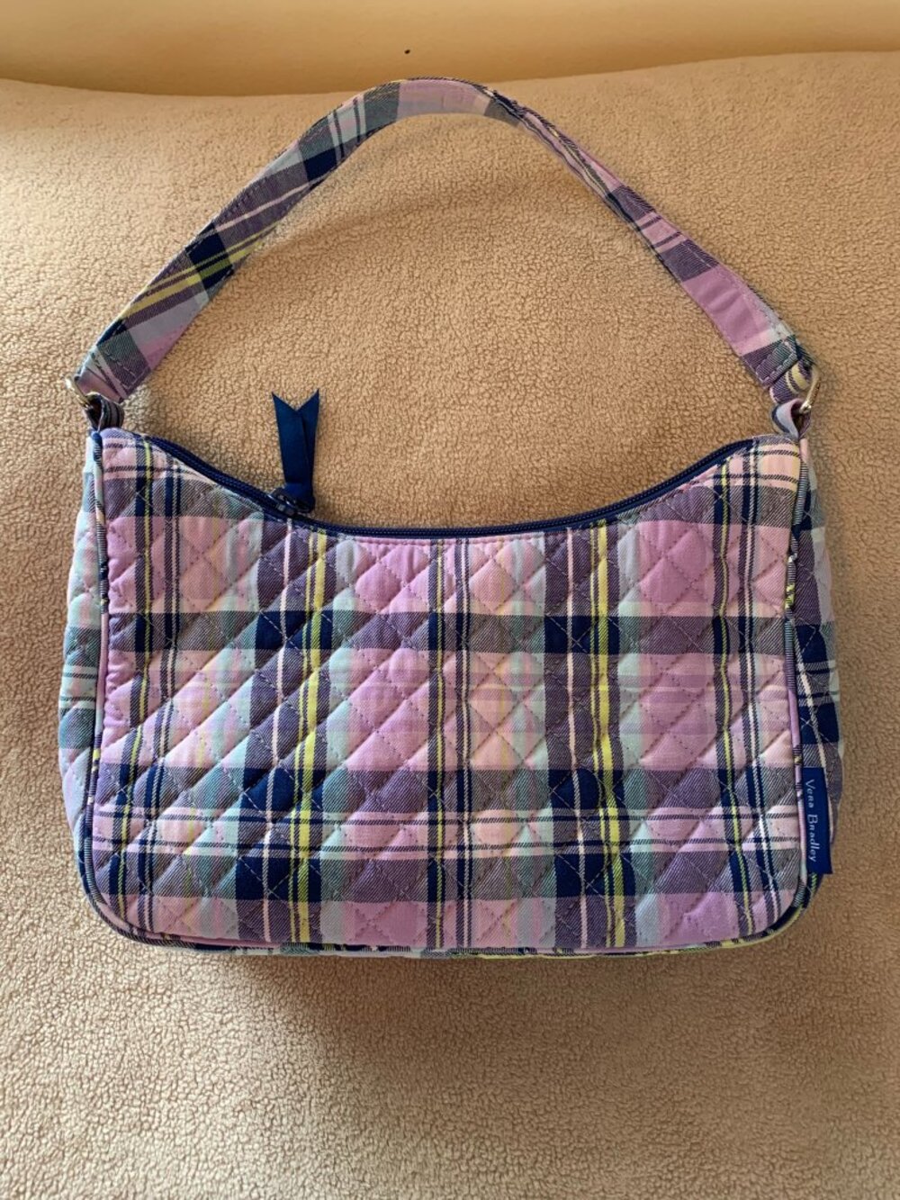 Vera Bradley Frannie Crescent crossbody Shoulder Bag Amethyst Plaid